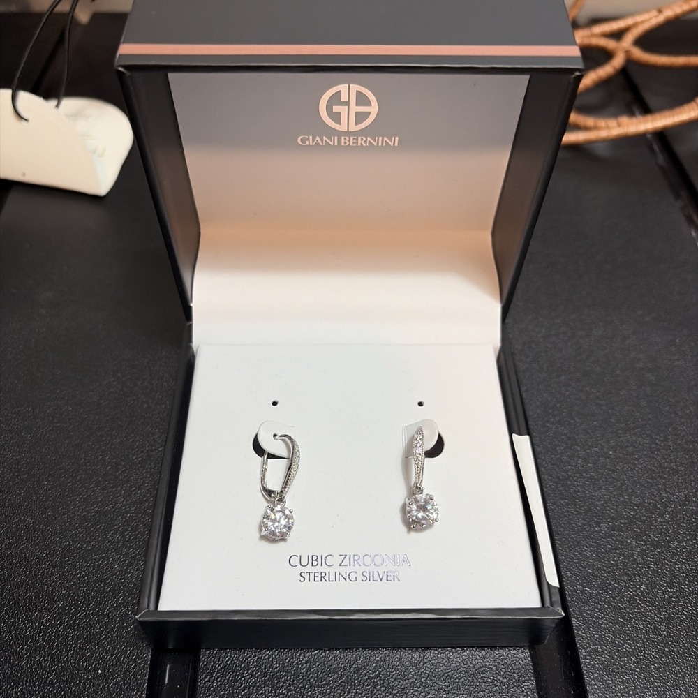 Giani Bernini Cubic Zirconia Earring Dangle in Sterling Silver MSRP $100 NWT NIB
